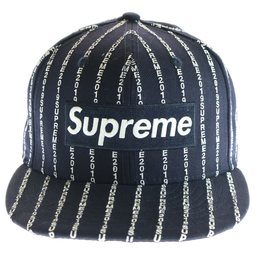 SUPREME(シュプリーム) 19SS ×NEW ERA Text Stripe Cap ニューエラ テキスト ストライプ柄 ベイスボールキャップ 帽子 ブラック