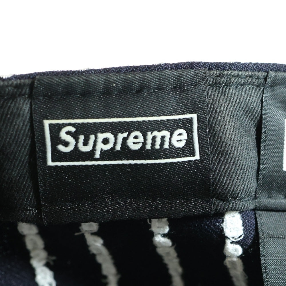 SUPREME(シュプリーム) 19SS ×NEW ERA Text Stripe Cap ニューエラ テキスト ストライプ柄 ベイスボールキャップ 帽子 ブラック