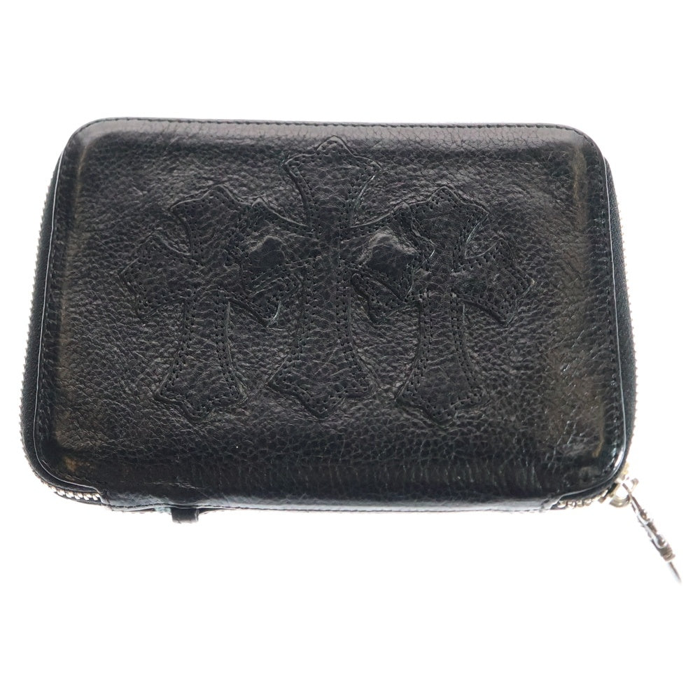 CHROME HEARTS(クロムハーツ) BANK ROBBER バンクローバー セメタリーパッチ ラウンドジップ レザーウォレット 財布 ブラック