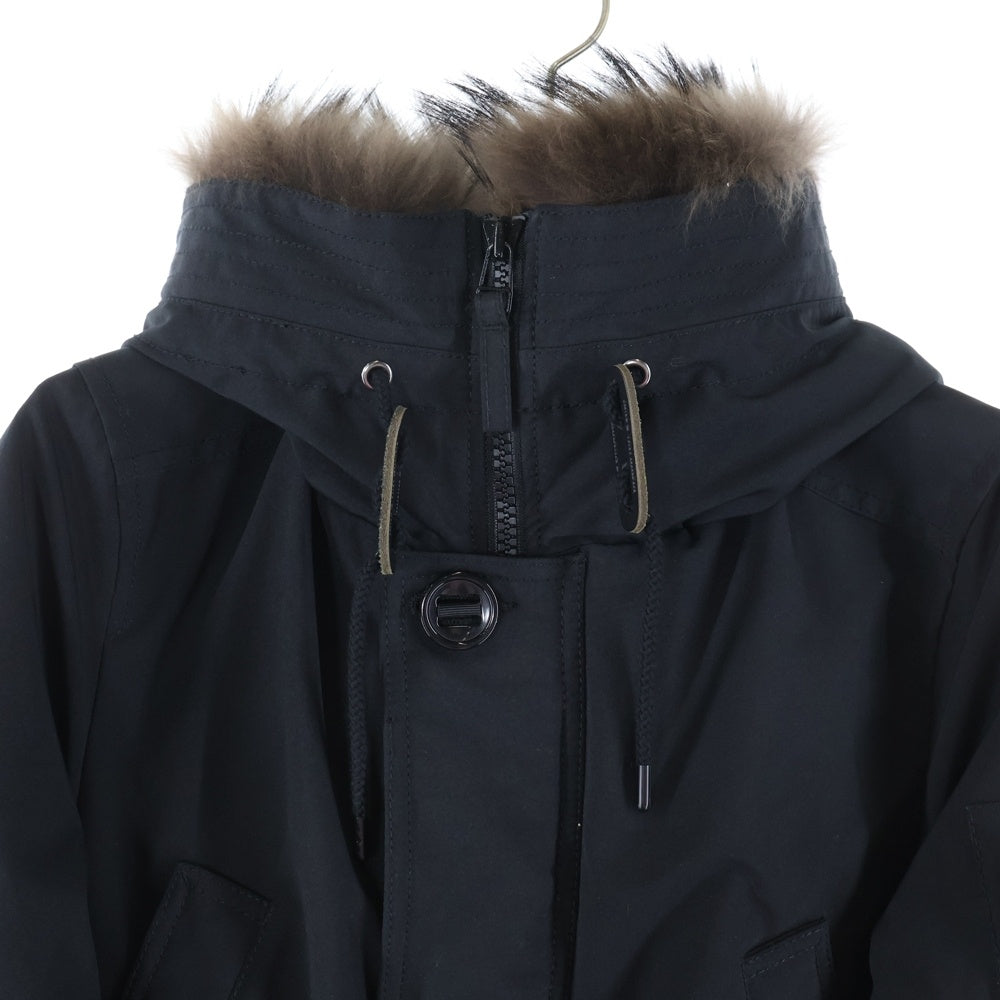 Nishikawa Down(ニシカワダウン) ×NANO UNIVERSE ナノ ユニバース ジップアップフーデッドファーダウンジャケット ブラック