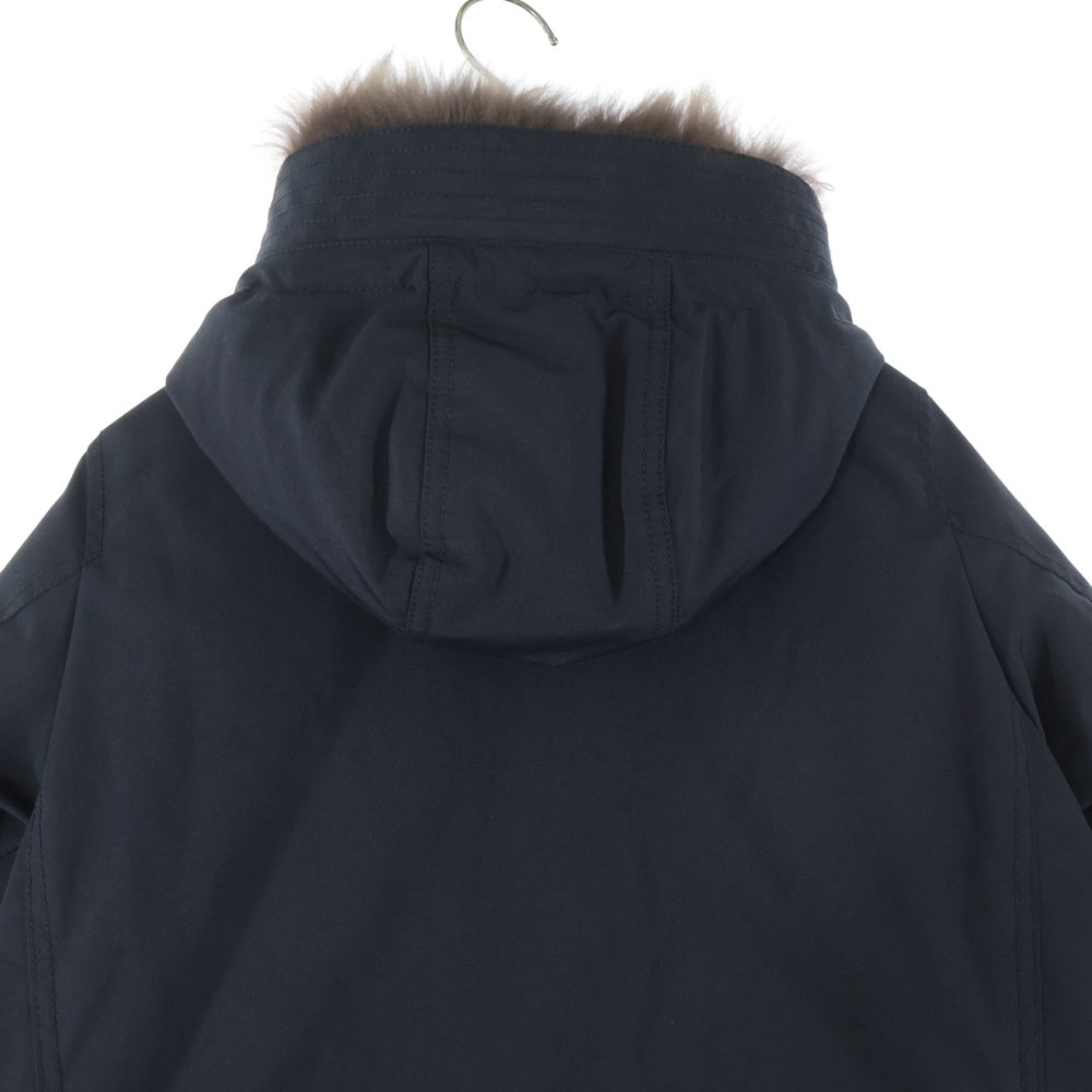 Nishikawa Down(ニシカワダウン) ×NANO UNIVERSE ナノ ユニバース ジップアップフーデッドファーダウンジャケット ブラック