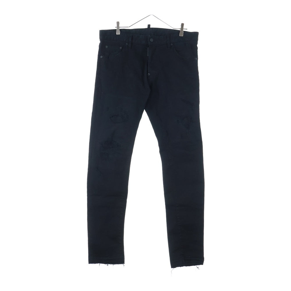 DSQUARED2(ディースクエアード) 18AW ダメージ加工 ボタンフライ スキニーデニムパンツ ブラック S71LB0525