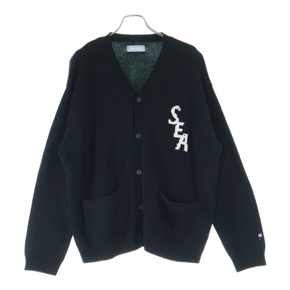 WIND AND SEA(ウィンダンシー) LIGHT KNIT CARDIGAN SEAロゴ ミドルゲージ ライト ニット カーディガン ブラック WDS-KN-04