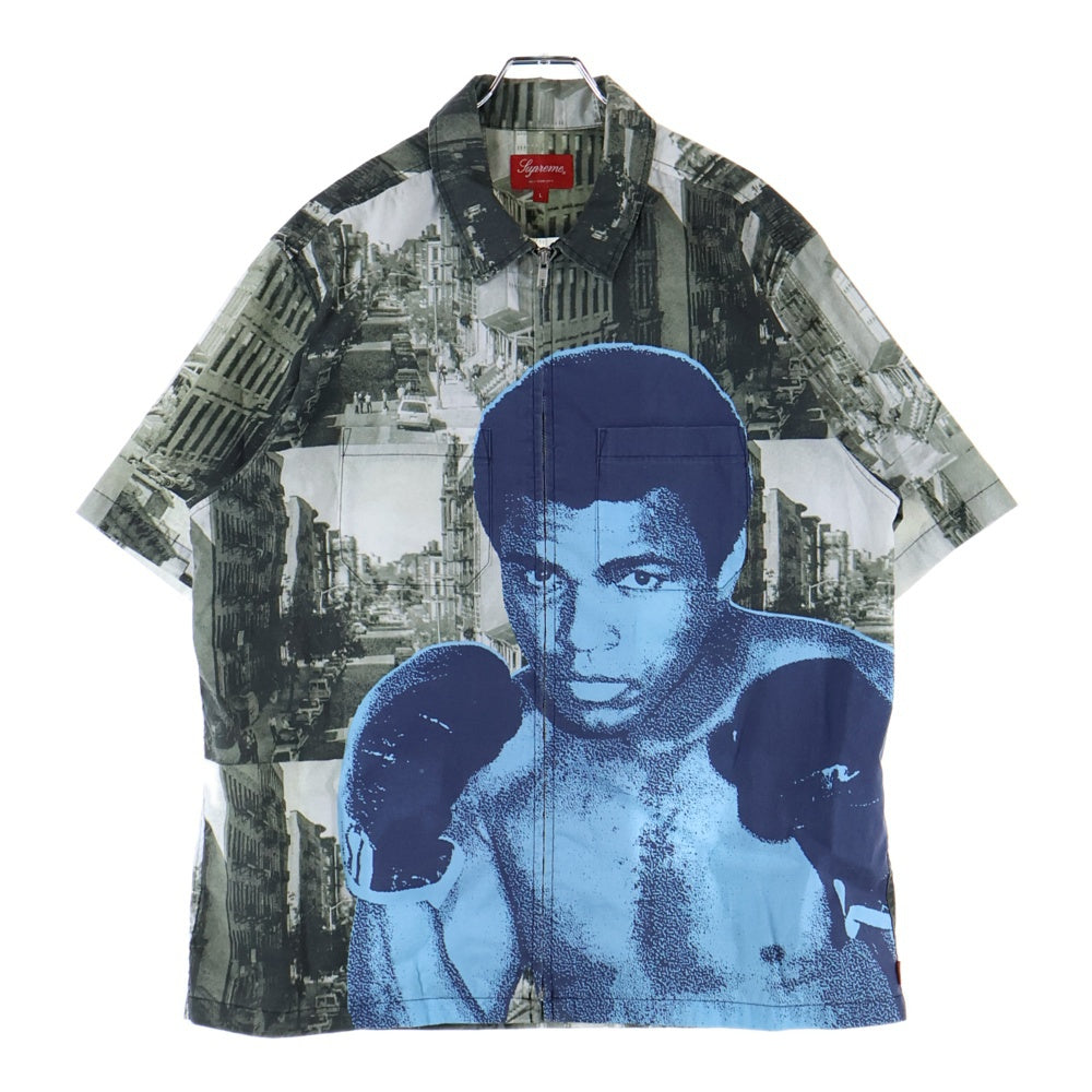 SUPREME(シュプリーム) 21SS Muhammad Ali Zip Up S/S Shirt モハメドアリ ジップアップ 半袖シャツ ブルー/グレー