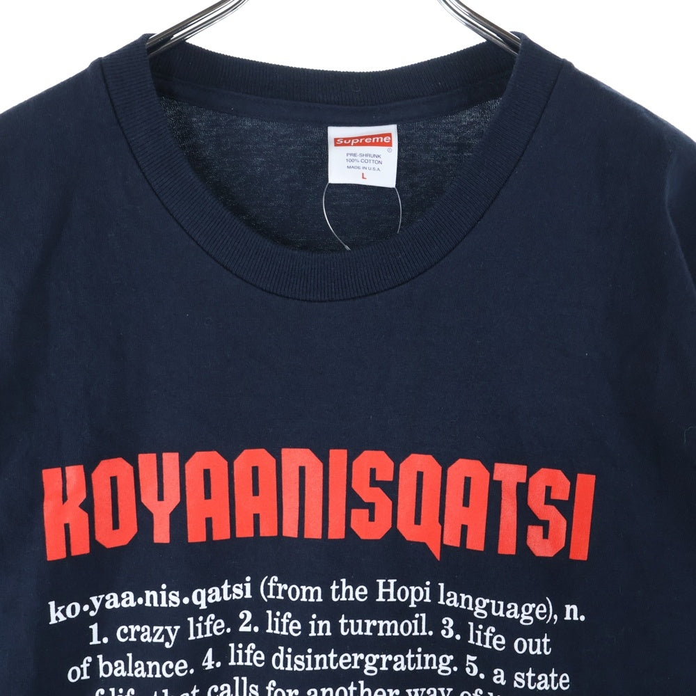SUPREME(シュプリーム) 20AW Koyaanisqatsi Tee コヤニスカッツィ フロントムービープリント クルーネック 半袖Tシャツ カットソー ネイビー