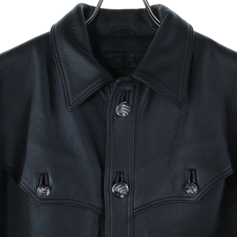 CHROME HEARTS(クロムハーツ) HUNTING JACKET クロウボタン ハンティング レザージャケット ブラック