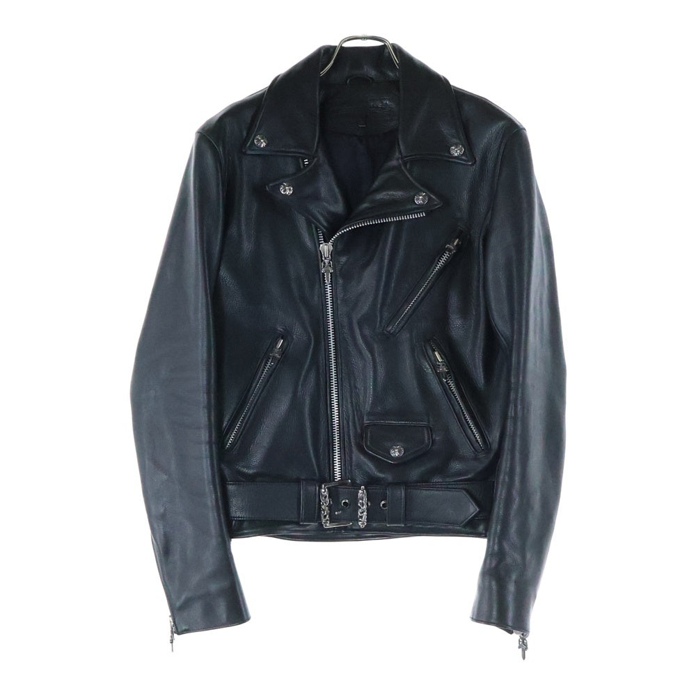 CHROME HEARTS(クロムハーツ) JJDEAN LTHR JJディーン クロスボール ダガージップ レザー ダブルライダースジャケット ブラック