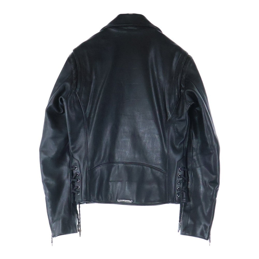 CHROME HEARTS(クロムハーツ) JJDEAN LTHR JJディーン クロスボール ダガージップ レザー ダブルライダースジャケット ブラック