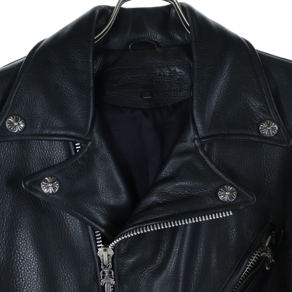 CHROME HEARTS(クロムハーツ) JJDEAN LTHR JJディーン クロスボール ダガージップ レザー ダブルライダースジャケット ブラック