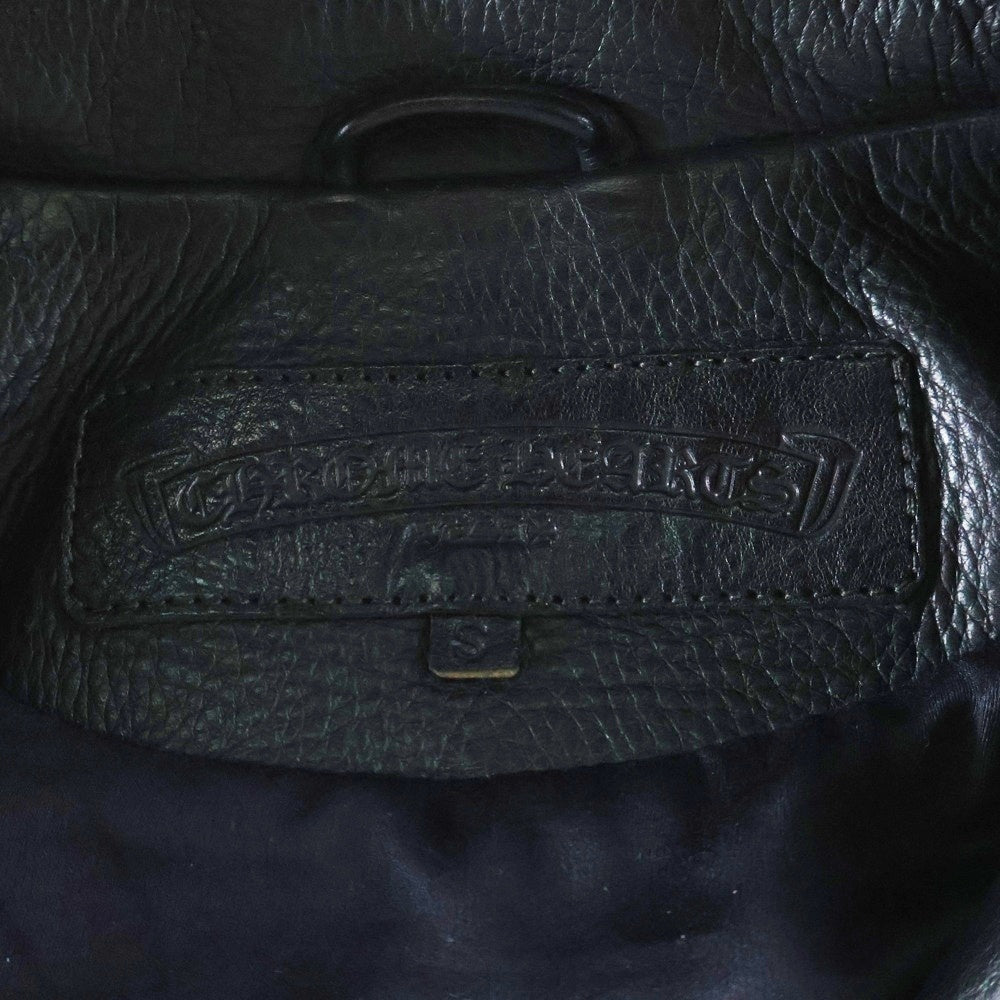 CHROME HEARTS(クロムハーツ) JJDEAN LTHR JJディーン クロスボール ダガージップ レザー ダブルライダースジャケット ブラック