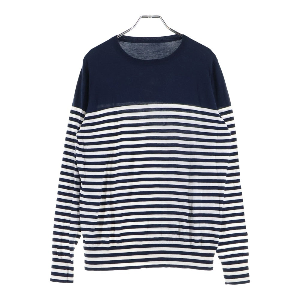 UNIFORM EXPERIMENT(ユニフォームエクスペリメント) ボーダー クルーネック ロングスリーブ長袖Tシャツ カットソー ネイビー/ホワイト UE-90042