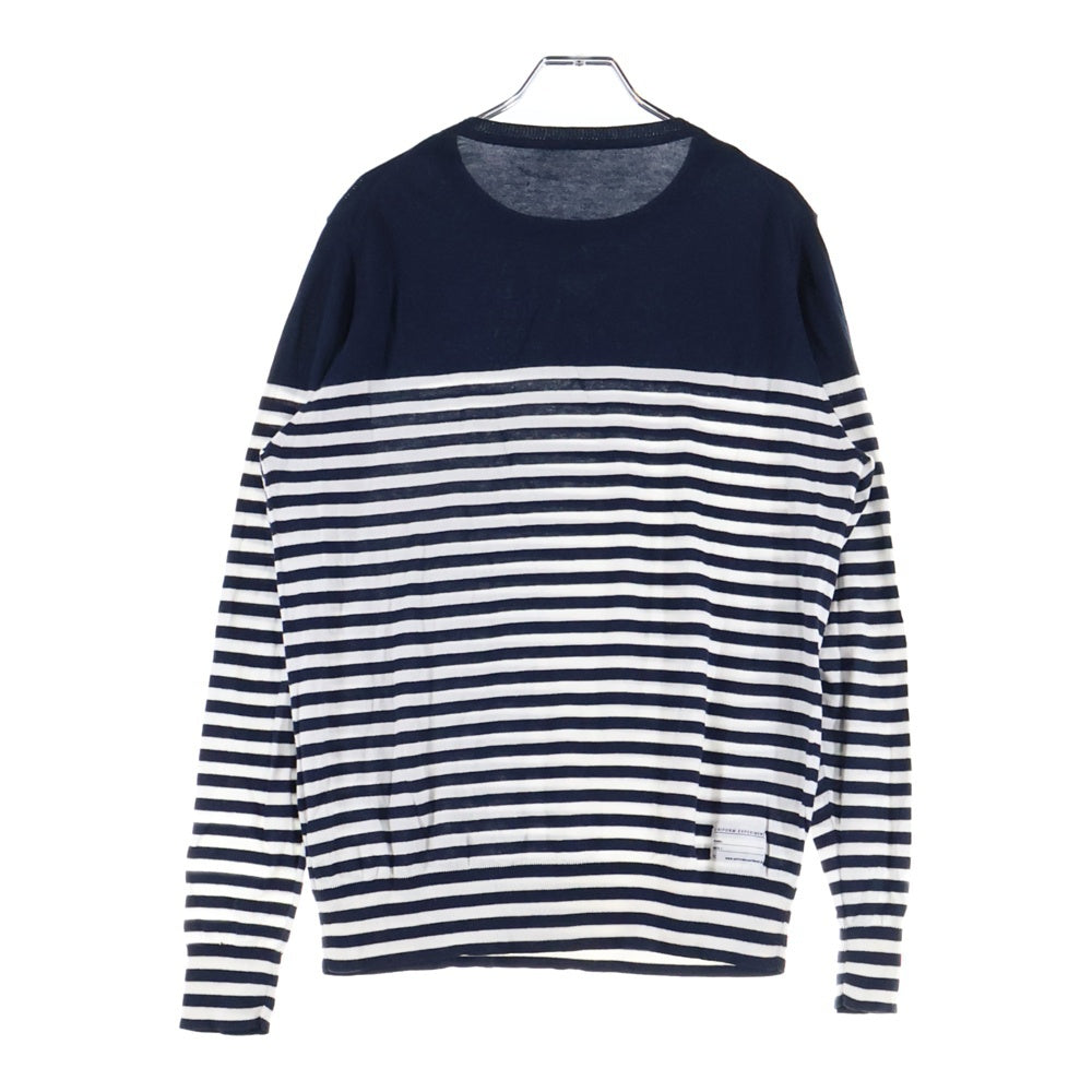 UNIFORM EXPERIMENT(ユニフォームエクスペリメント) ボーダー クルーネック ロングスリーブ長袖Tシャツ カットソー ネイビー/ホワイト UE-90042