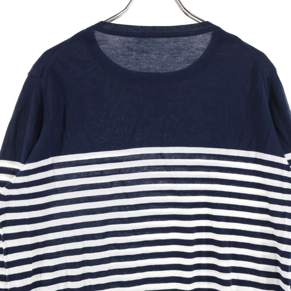 UNIFORM EXPERIMENT(ユニフォームエクスペリメント) ボーダー クルーネック ロングスリーブ長袖Tシャツ カットソー ネイビー/ホワイト UE-90042