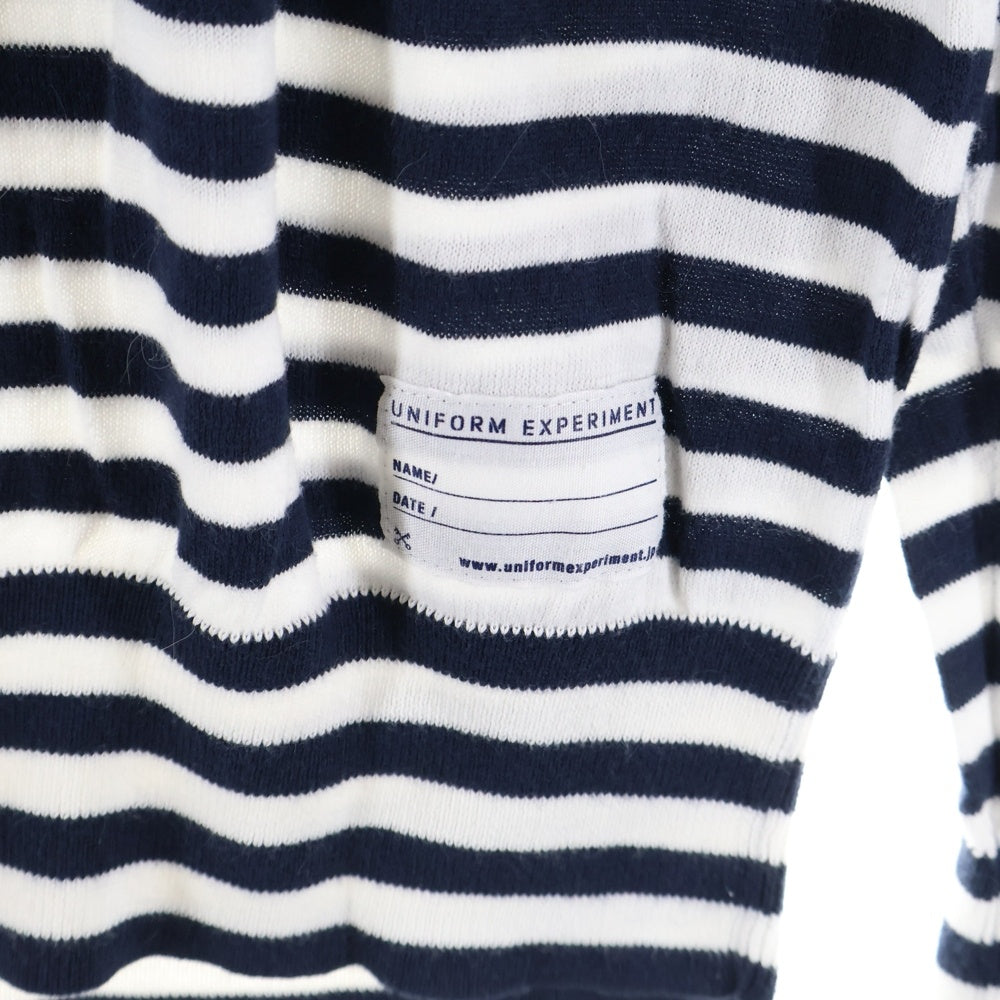 UNIFORM EXPERIMENT(ユニフォームエクスペリメント) ボーダー クルーネック ロングスリーブ長袖Tシャツ カットソー ネイビー/ホワイト UE-90042