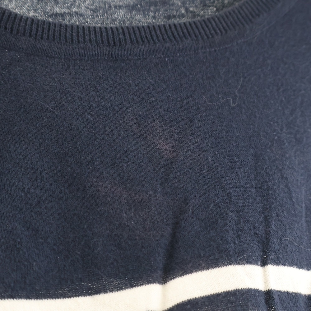 UNIFORM EXPERIMENT(ユニフォームエクスペリメント) ボーダー クルーネック ロングスリーブ長袖Tシャツ カットソー ネイビー/ホワイト UE-90042