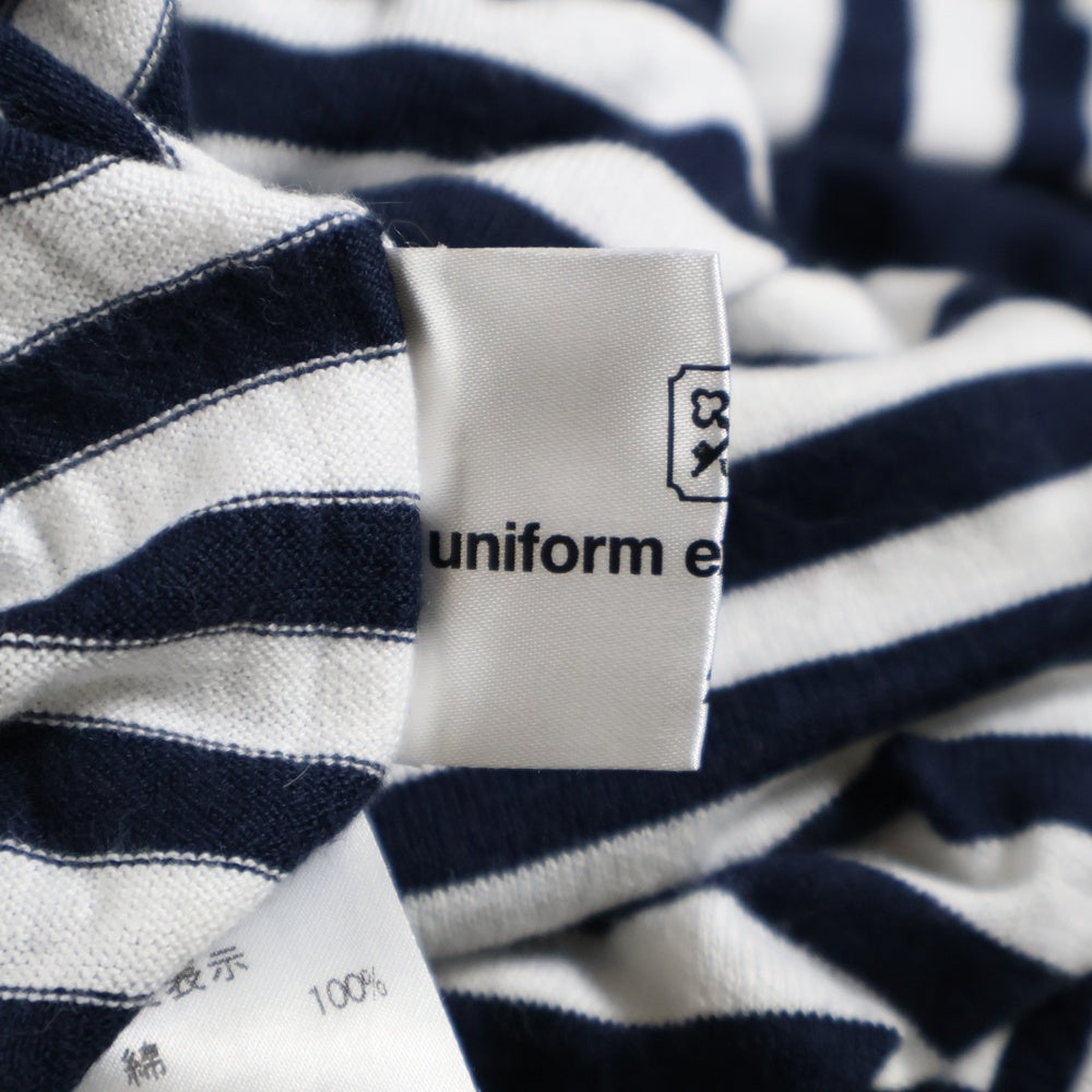 UNIFORM EXPERIMENT(ユニフォームエクスペリメント) ボーダー クルーネック ロングスリーブ長袖Tシャツ カットソー ネイビー/ホワイト UE-90042