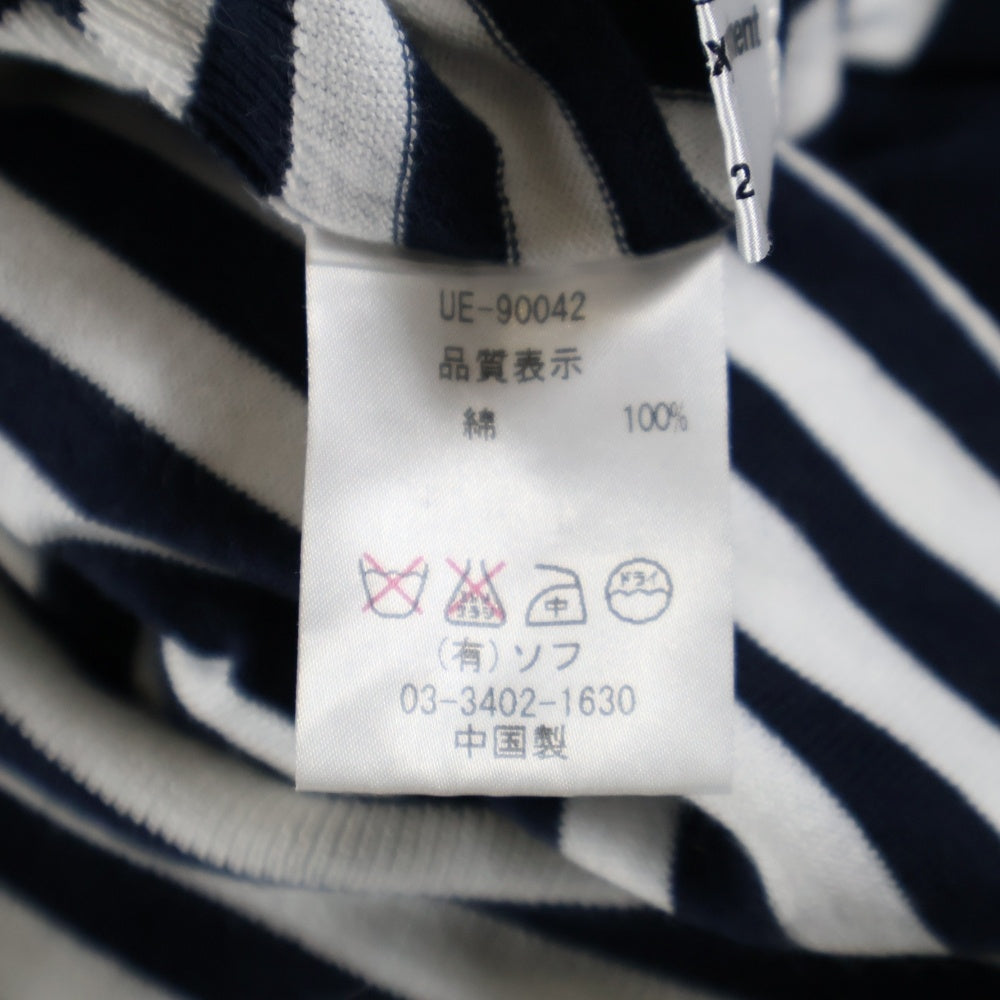 UNIFORM EXPERIMENT(ユニフォームエクスペリメント) ボーダー クルーネック ロングスリーブ長袖Tシャツ カットソー ネイビー/ホワイト UE-90042