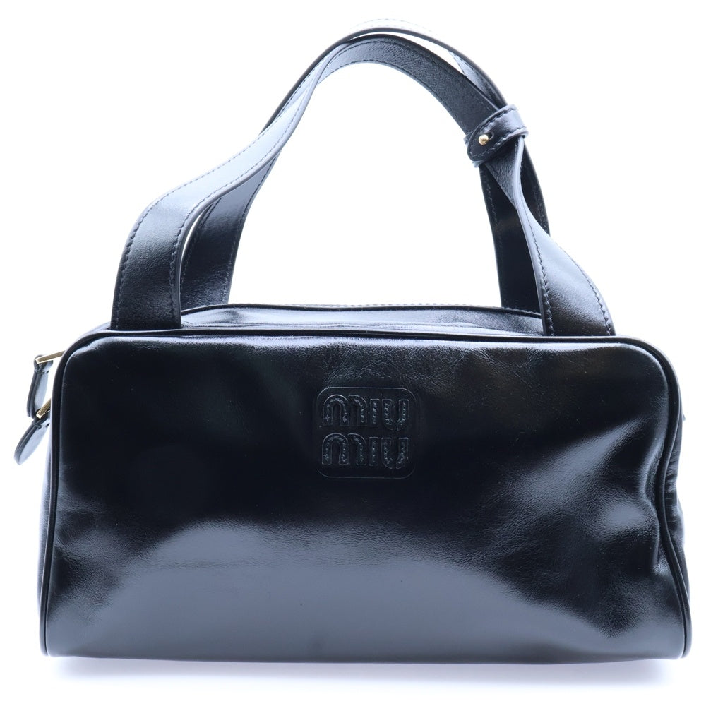 miumiu(ミュウミュウ) LEATHER TOP HANDLE BAG レザー トップ ハンドル ハンドバッグ レディース ブラック 5BB182