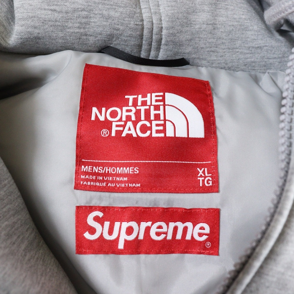 SUPREME(シュプリーム) 24AW ×THE NORTH FACE Down Filled Zip Up Hooded Sweatshirt ダウンフィル スウェット ジップアップフーデッドジャケット グレー NY52400I