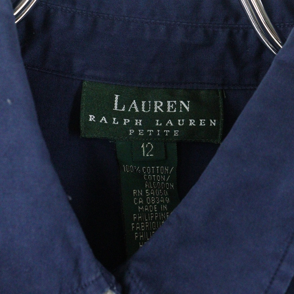 LAUREN RALPH LAUREN(ローレンラルフローレン) 胸エンブロイダリーデザイン 7B 長袖シャツ レディース ネイビー