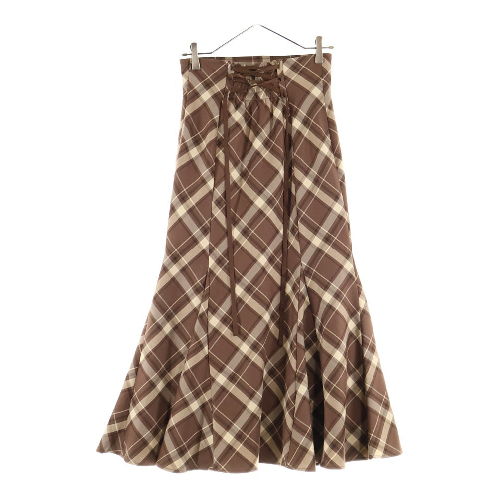 NO BRAND(ノーブランド) WILLSELECTION ウィルセレクション バックリボン チェック柄 マーメイドスカート ブラウン レディース 08-2422100211
