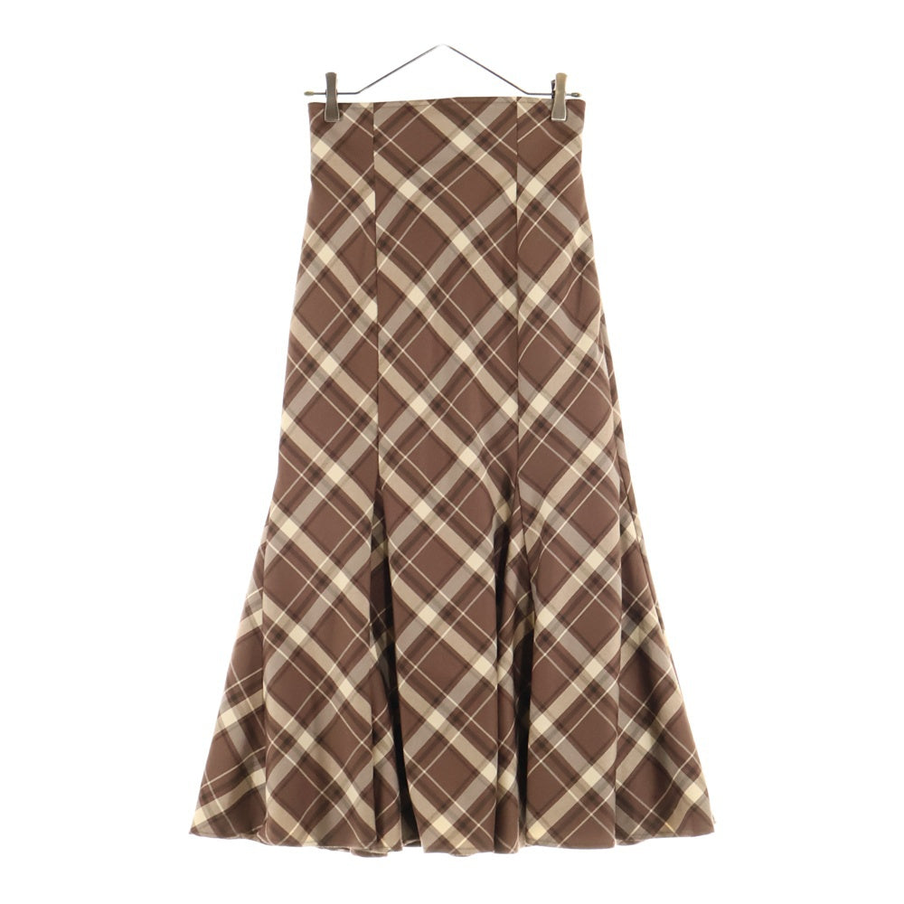 NO BRAND(ノーブランド) WILLSELECTION ウィルセレクション バックリボン チェック柄 マーメイドスカート ブラウン レディース 08-2422100211