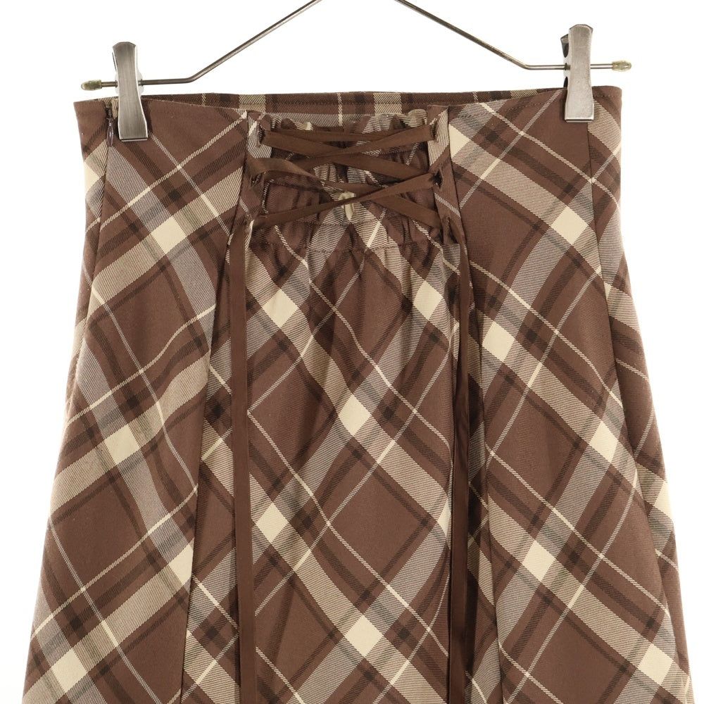 NO BRAND(ノーブランド) WILLSELECTION ウィルセレクション バックリボン チェック柄 マーメイドスカート ブラウン レディース 08-2422100211