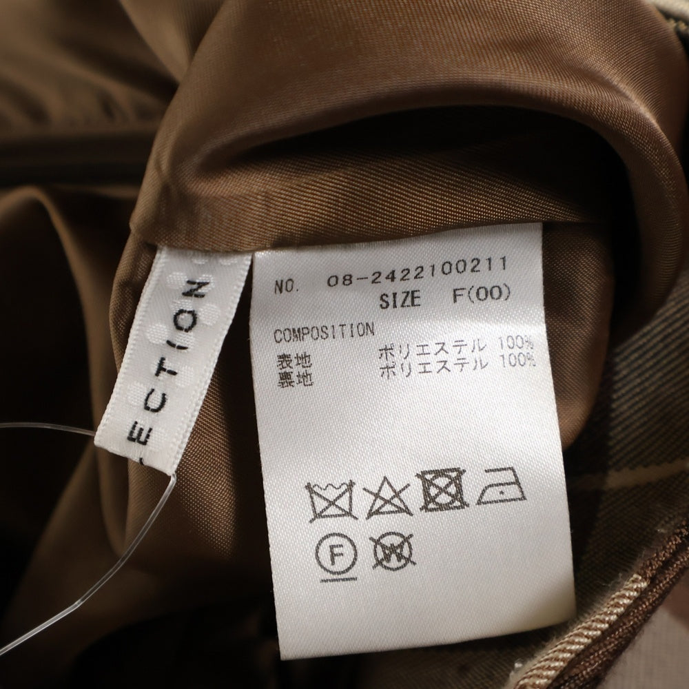 NO BRAND(ノーブランド) WILLSELECTION ウィルセレクション バックリボン チェック柄 マーメイドスカート ブラウン レディース 08-2422100211