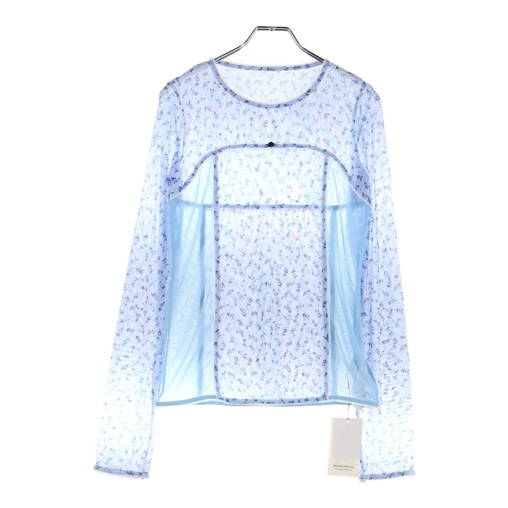 MAISON SPECIAL(メゾンスペシャル ) SMALL FLORAL PATTERN MESH FABRIC INNER TOP スモールフローラルパターン メッシュファブリック インナートップス ブルー レディース 21251415302