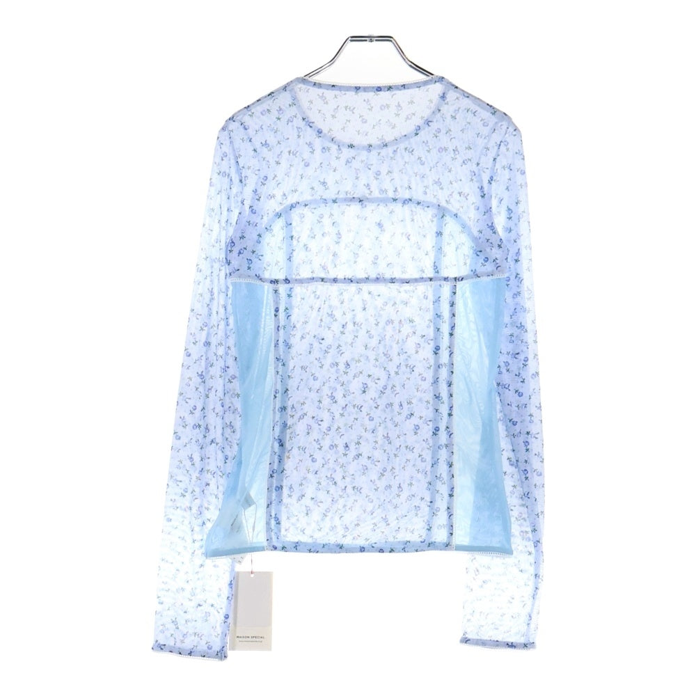 MAISON SPECIAL(メゾンスペシャル ) SMALL FLORAL PATTERN MESH FABRIC INNER TOP スモールフローラルパターン メッシュファブリック インナートップス ブルー レディース 21251415302