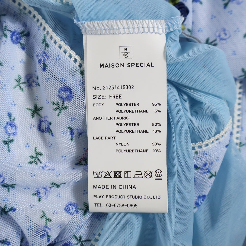 MAISON SPECIAL(メゾンスペシャル ) SMALL FLORAL PATTERN MESH FABRIC INNER TOP スモールフローラルパターン メッシュファブリック インナートップス ブルー レディース 21251415302