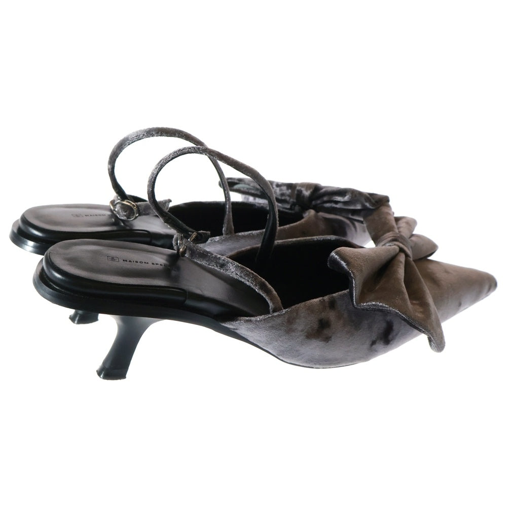 MAISON SPECIAL(メゾンスペシャル ) 2WAY RIBBON MULE リボン ヒールミュール グレー レディース