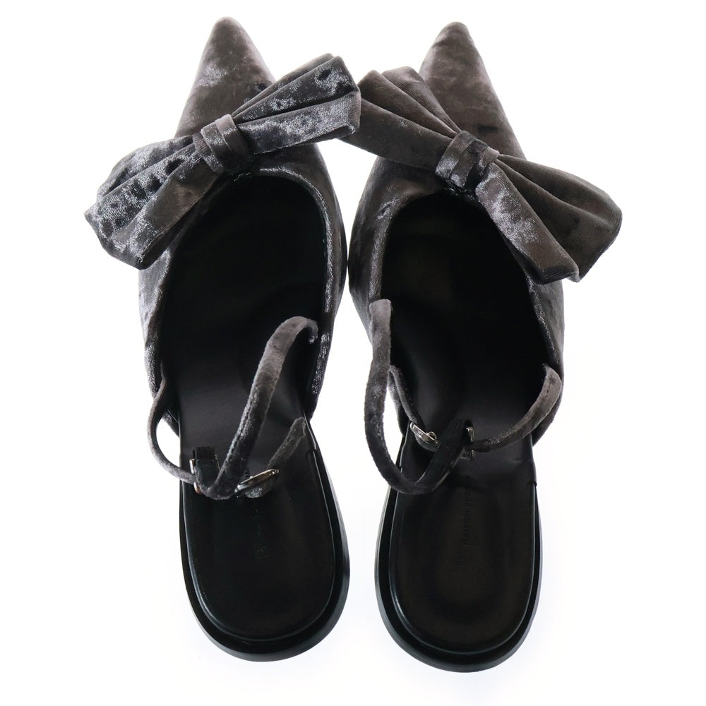 MAISON SPECIAL(メゾンスペシャル ) 2WAY RIBBON MULE リボン ヒールミュール グレー レディース