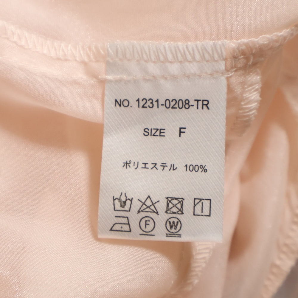 NO BRAND(ノーブランド) Treat Urself トリートユアセルフ フロントリボン パフスリーブ シアー長袖ブラウス ピンク レディース 1231-0208-TR
