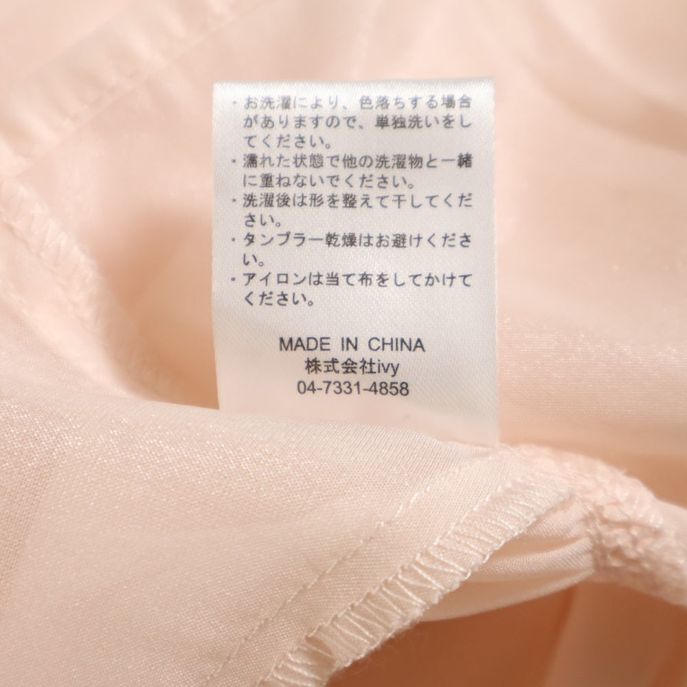 NO BRAND(ノーブランド) Treat Urself トリートユアセルフ フロントリボン パフスリーブ シアー長袖ブラウス ピンク レディース 1231-0208-TR