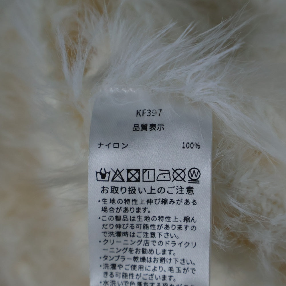 NO BRAND(ノーブランド) epine エピヌ RIBBON SHAGGY KNIT CARDIGAN リボン ショルダーホール シャギーニット カーディガン ホワイト レディース KF397