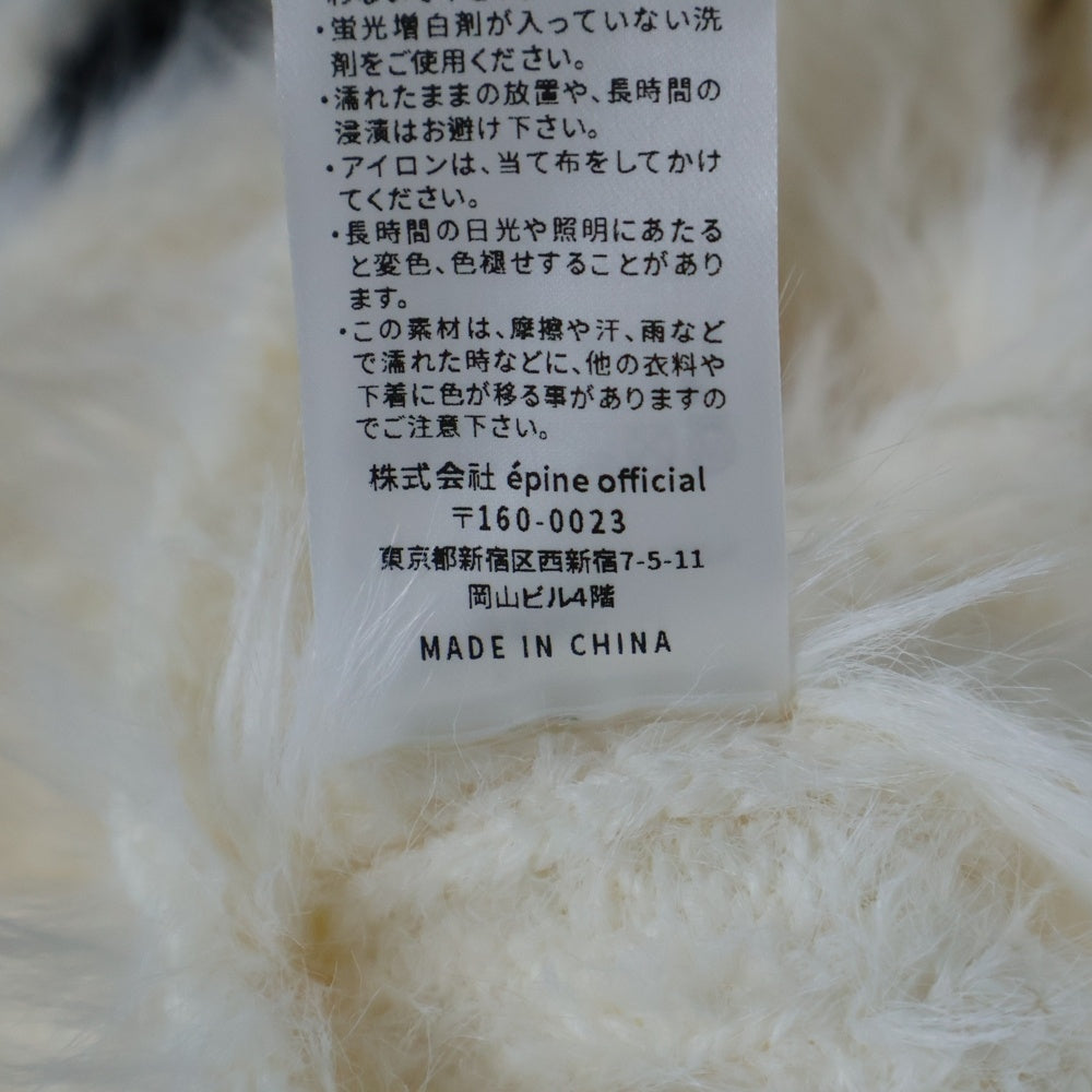 NO BRAND(ノーブランド) epine エピヌ RIBBON SHAGGY KNIT CARDIGAN リボン ショルダーホール シャギーニット カーディガン ホワイト レディース KF397