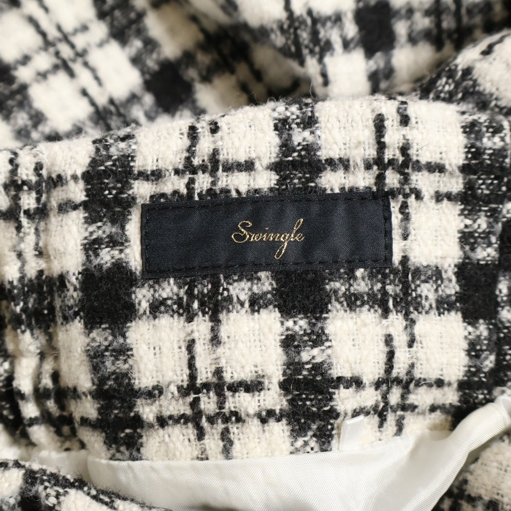 NO BRAND(ノーブランド) SWINGLE スウィングル ツイード調 チェック柄 ミニスカート ホワイト/ブラック レディース 07-2422107128