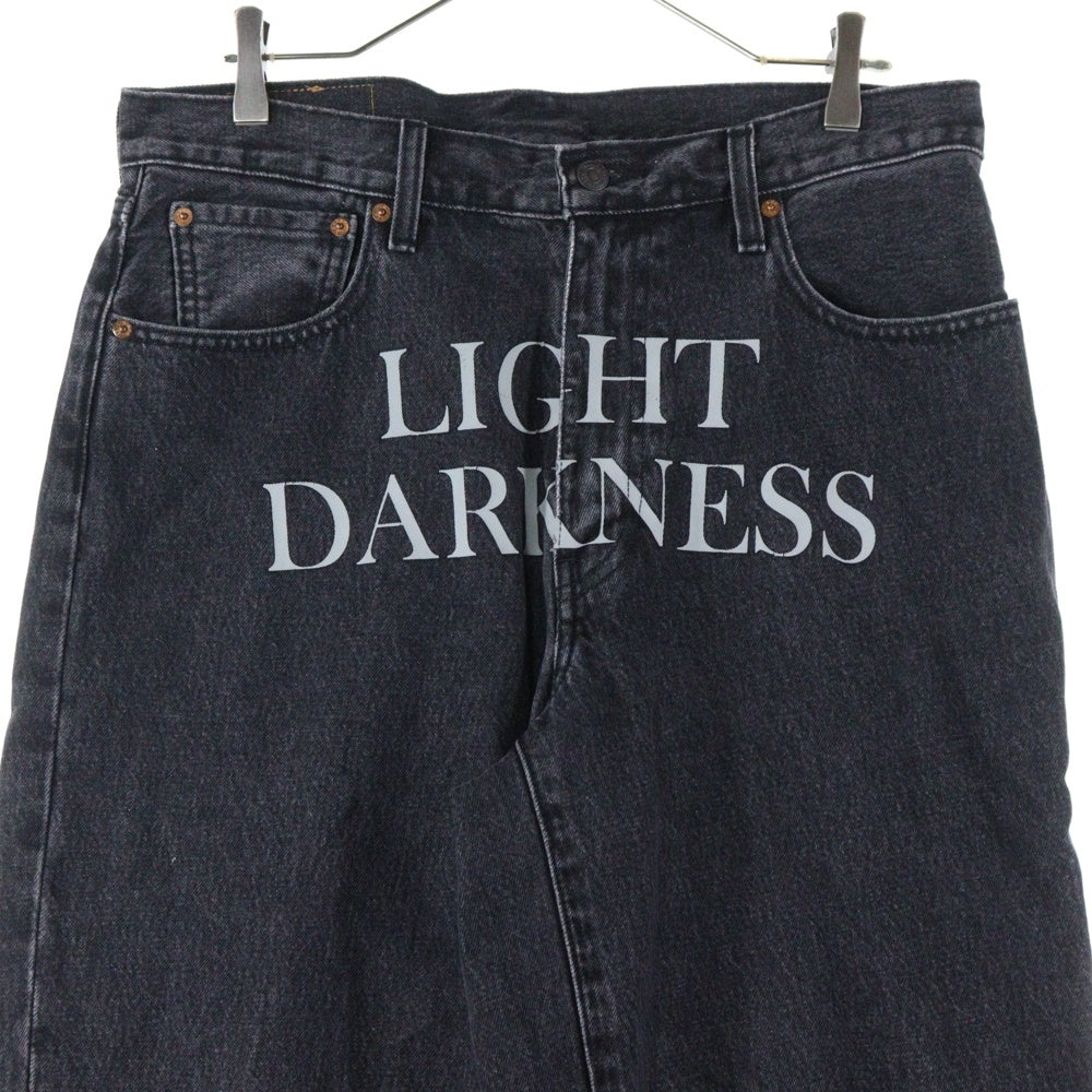 Levi's(リーバイス) ×UNDERCOVER BAGGY JEAN アンダーカバー フロントプリントデザイン バックエンブロイダリー ジップアップ バギージーンズ パンツ ブラック 001YZ-0000