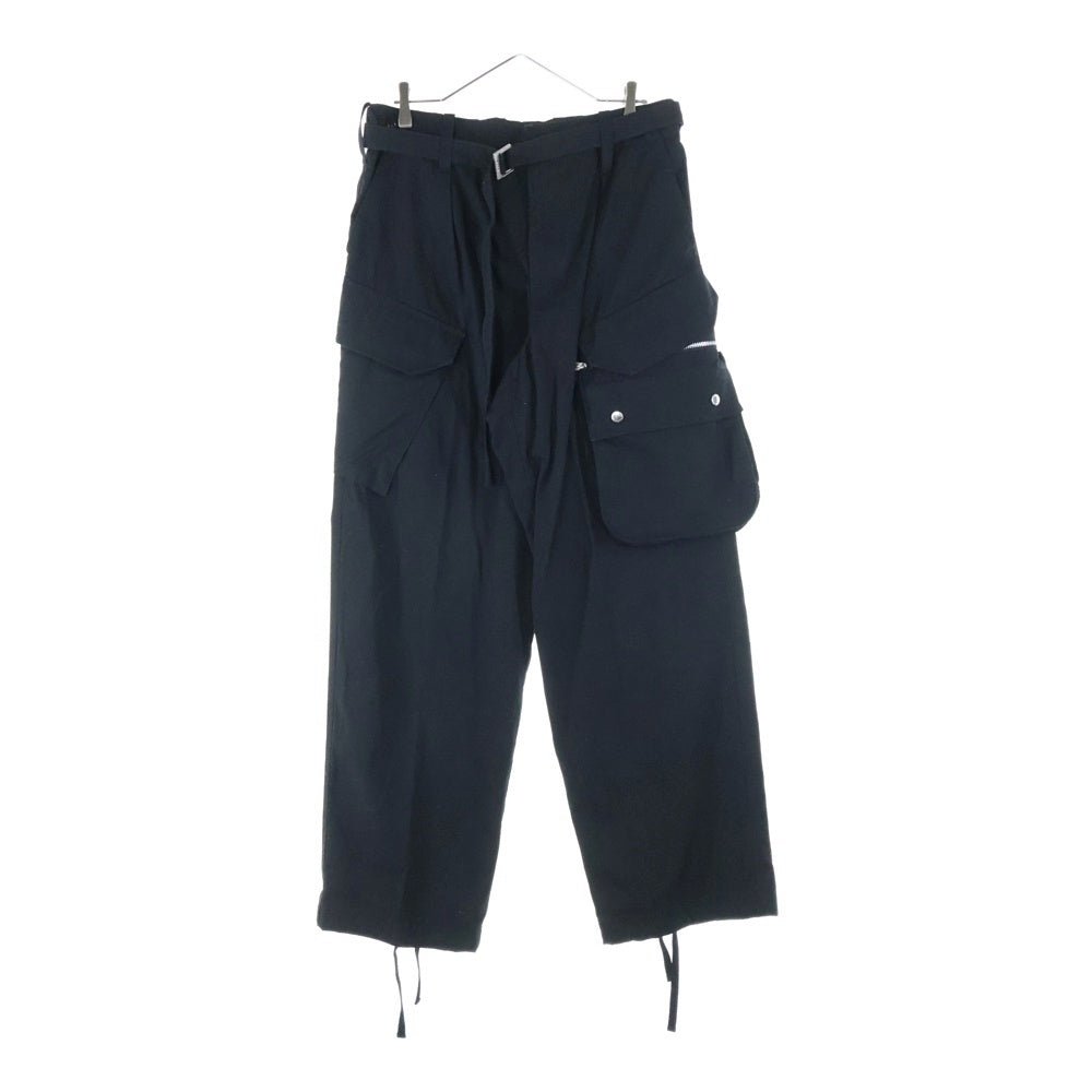 Sacai(サカイ) 21AW COTTON OXFORD PANTS コットン オックスフォード マルチフラップポケット ベルト付き カーゴパンツ ブラック 21-02596M