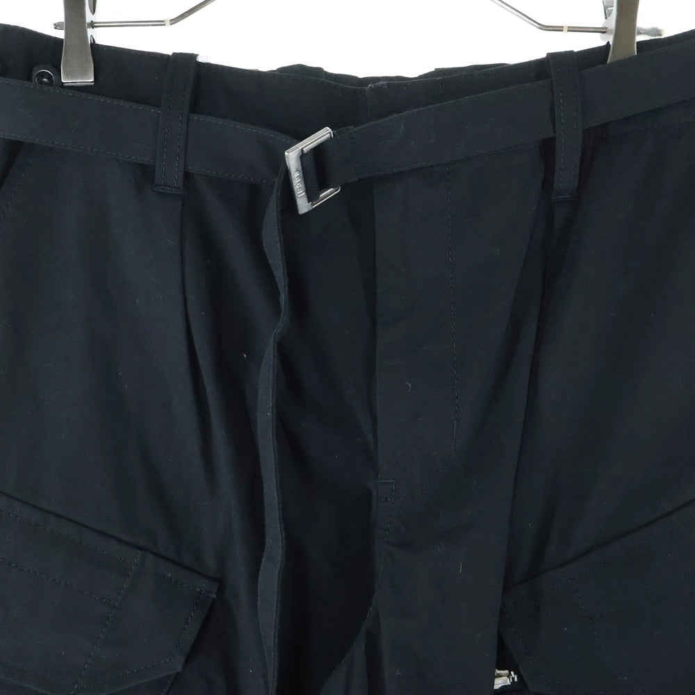 Sacai(サカイ) 21AW COTTON OXFORD PANTS コットン オックスフォード マルチフラップポケット ベルト付き カーゴパンツ ブラック 21-02596M