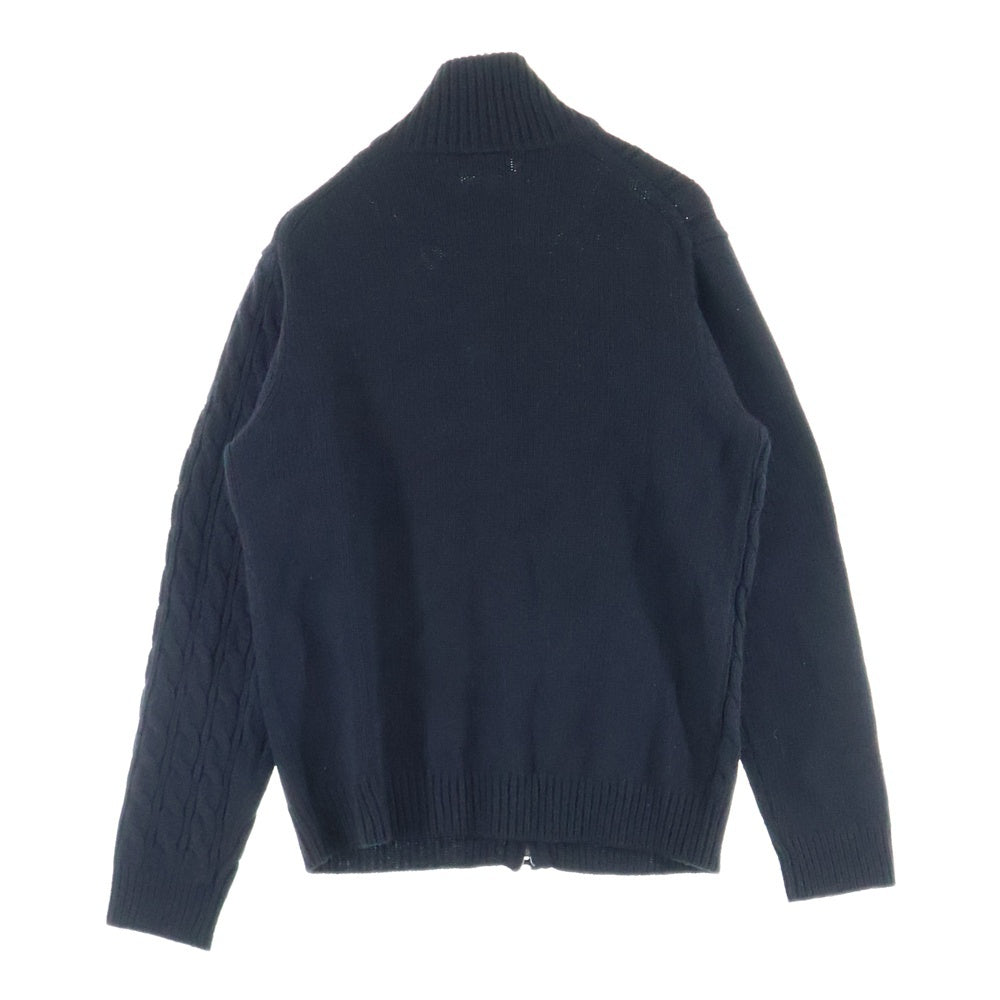 LACOSTE(ラコステ) ワンポイントロゴデザイン クレイジーニッティング ハイネック ジップアップ カーディガン ブラック AH9364