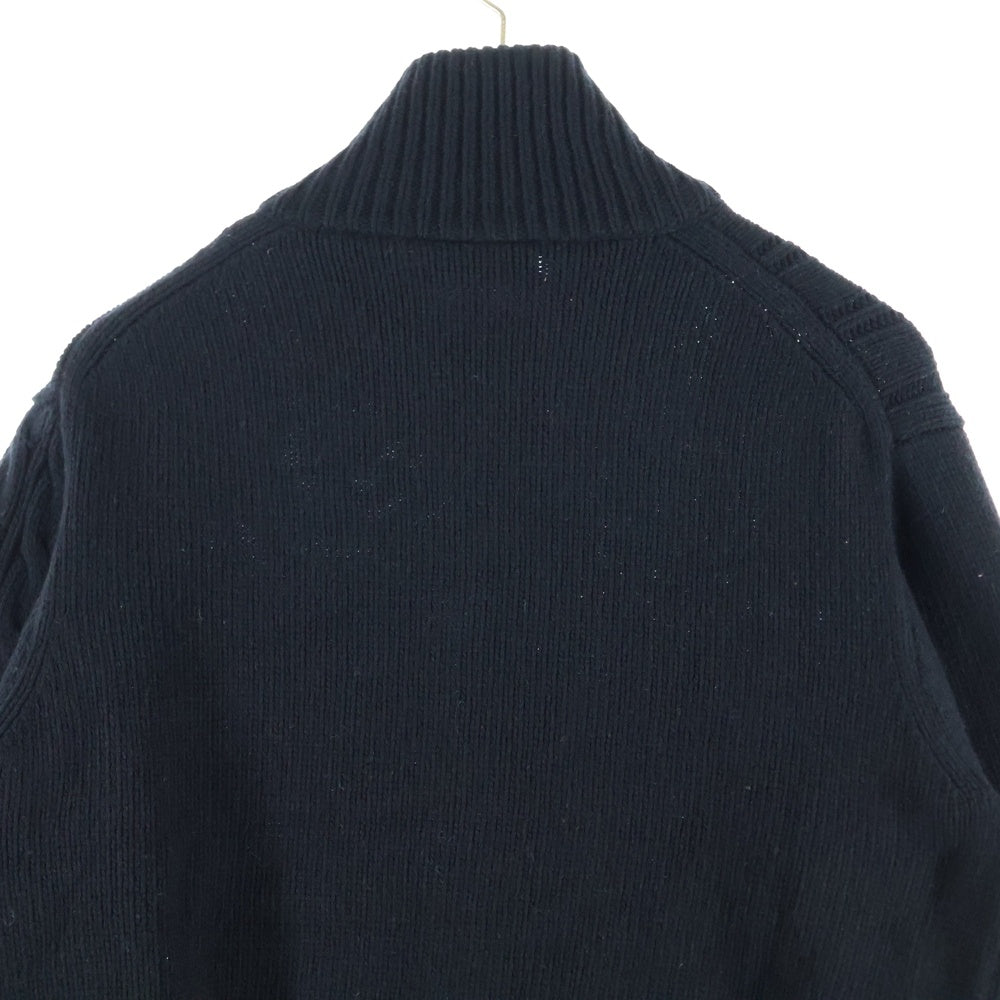 LACOSTE(ラコステ) ワンポイントロゴデザイン クレイジーニッティング ハイネック ジップアップ カーディガン ブラック AH9364