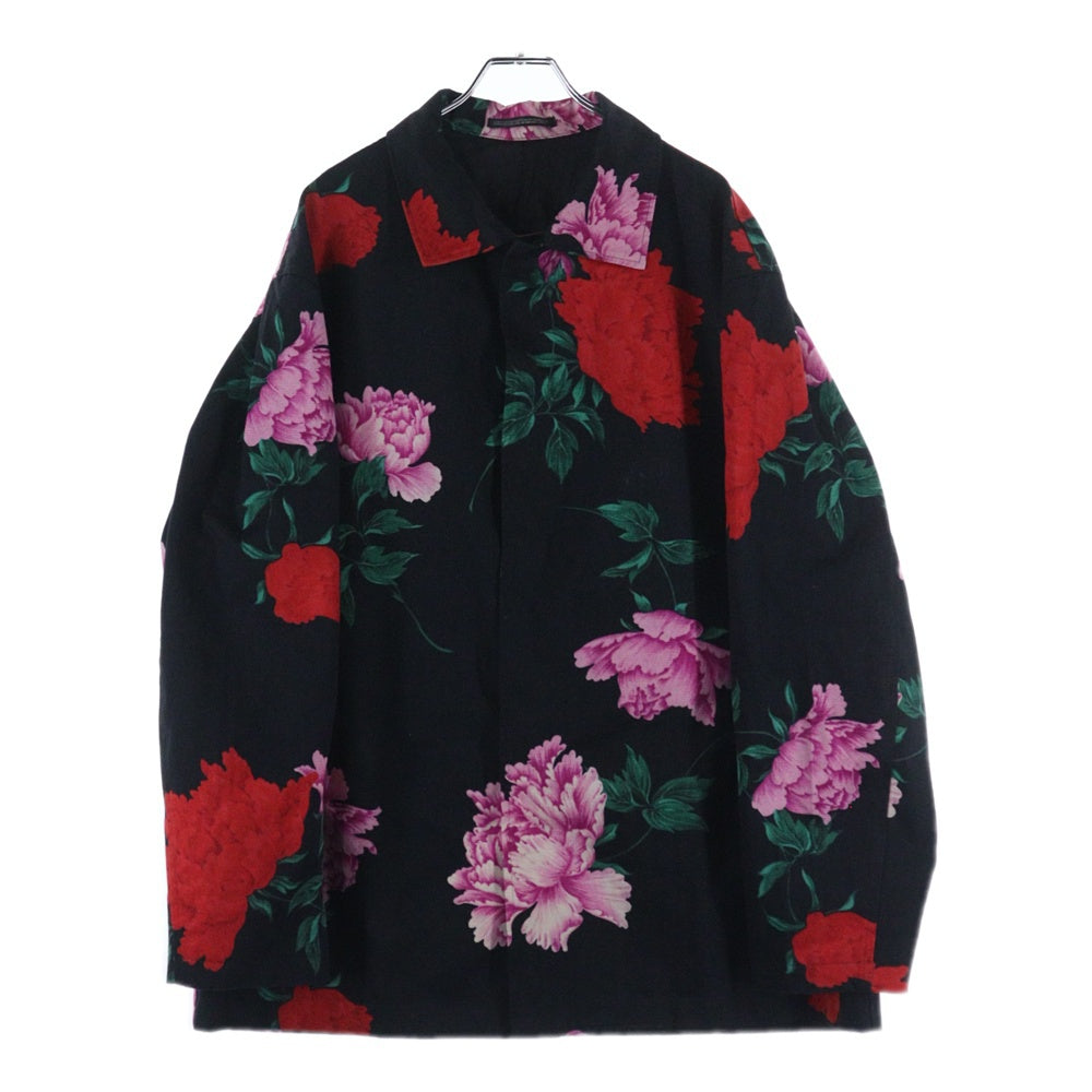 Yohji Yamamoto POUR HOMME(ヨウジヤマモト プールオム) 花と少年期復刻 フラワーハーフコート ジャケット ブラック HS-Y05-020