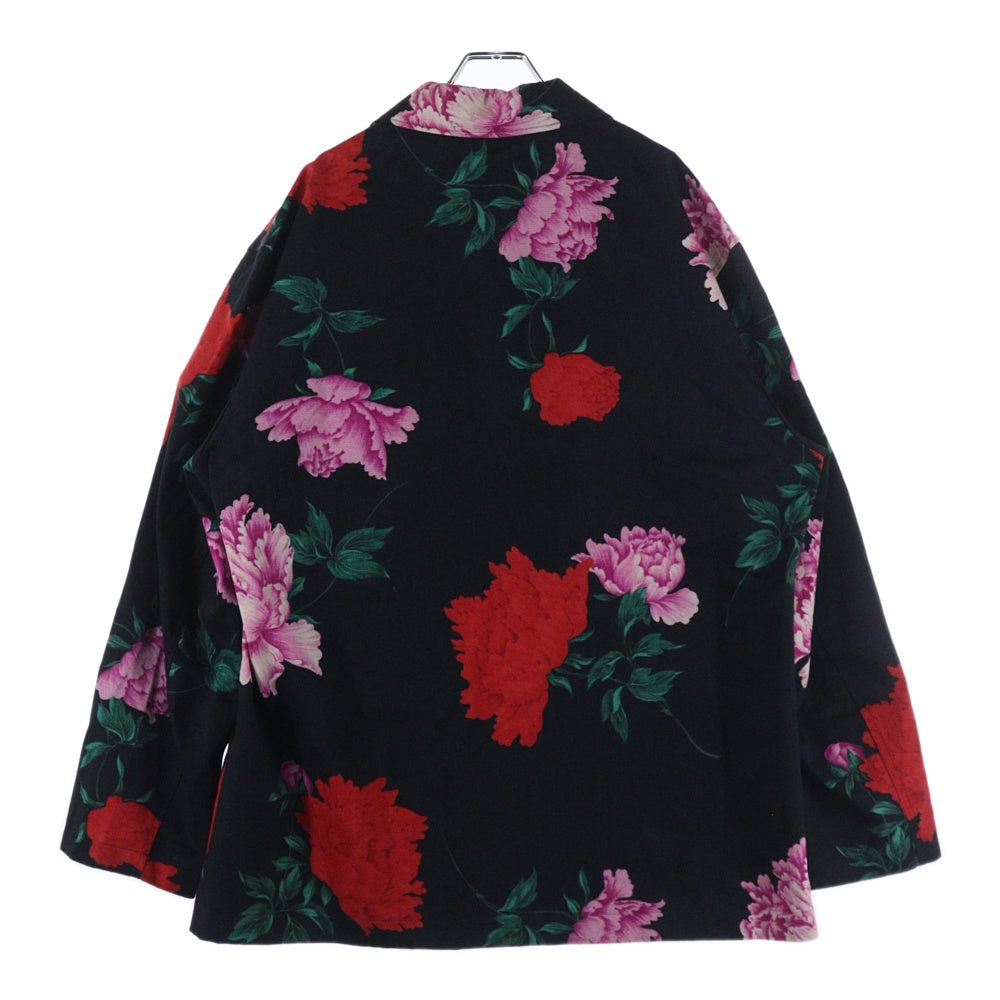 Yohji Yamamoto POUR HOMME(ヨウジヤマモト プールオム) 花と少年期復刻 フラワーハーフコート ジャケット ブラック HS-Y05-020