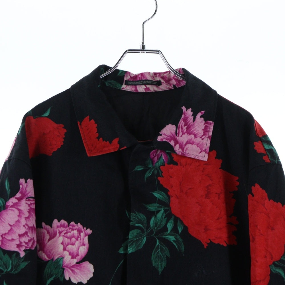 Yohji Yamamoto POUR HOMME(ヨウジヤマモト プールオム) 花と少年期復刻 フラワーハーフコート ジャケット ブラック HS-Y05-020