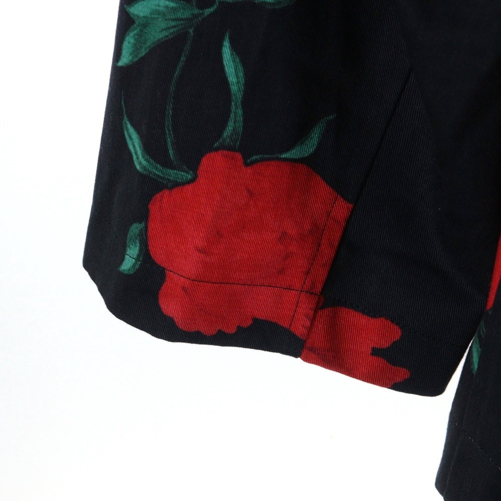 Yohji Yamamoto POUR HOMME(ヨウジヤマモト プールオム) 花と少年期復刻 フラワーハーフコート ジャケット ブラック HS-Y05-020