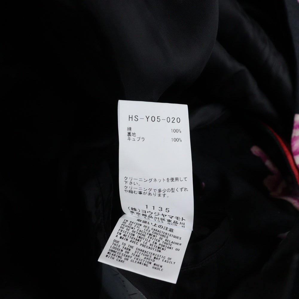 Yohji Yamamoto POUR HOMME(ヨウジヤマモト プールオム) 花と少年期復刻 フラワーハーフコート ジャケット ブラック HS-Y05-020