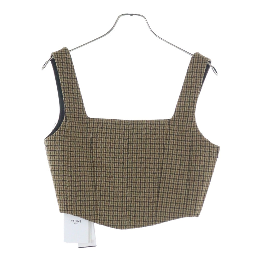 CELINE(セリーヌ) チェックドウール クロップトップ ベスト ベージュ 2B638506R