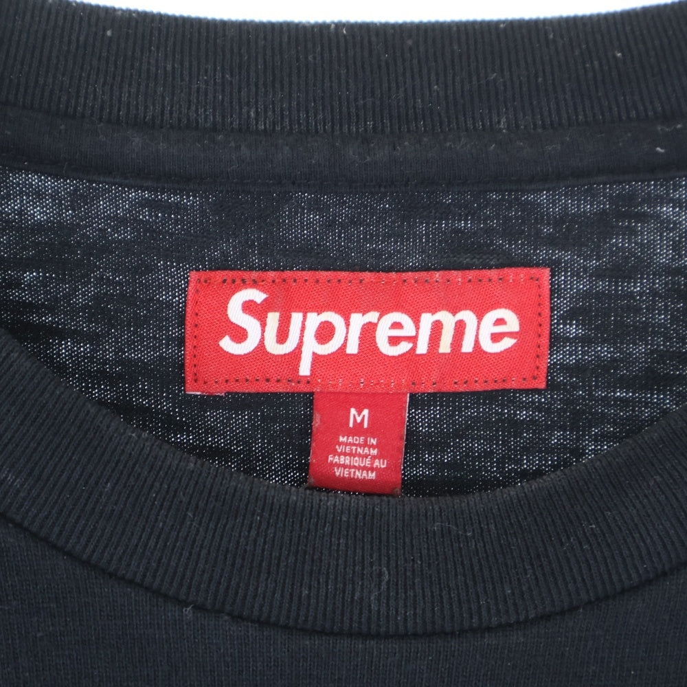 SUPREME(シュプリーム) 25SS Satin Applique S/S Top Tee サテン アップリケ ショートスリーブ トップ クルーネック半袖Tシャツ カットソー ブラック
